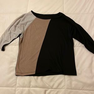Black Shirt with White and Tan Details
